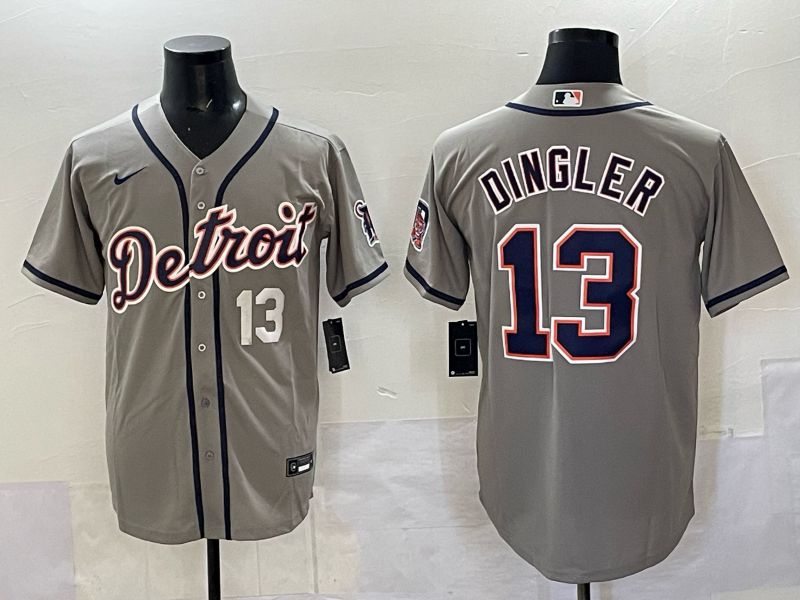 Men 2025 Detroit Tigers #13 Dingler Grey Nike MLB Jersey 03